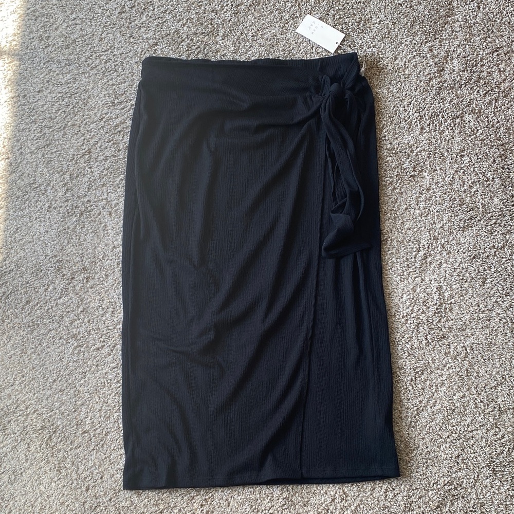 a new day Elegant Black Midi Skirt
